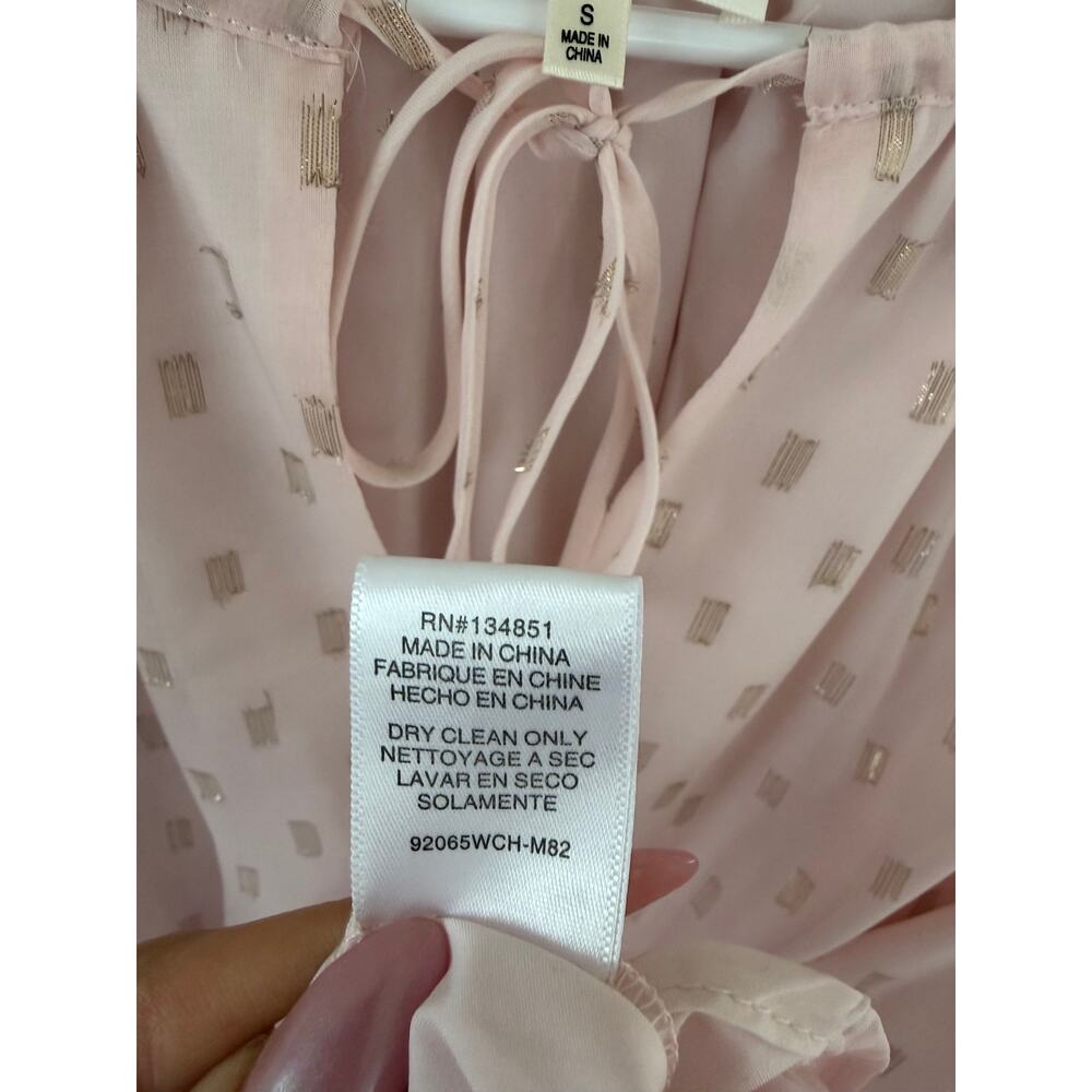 WAYF Dede x Emily Pink Swiss Dot Mini Dress Size S Romantic Ruffle Hem - Picture 8 of 9